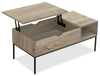 Bence 42\" Modern Lift Top Coffee Table with Storage - Taupe with Black Metal Legs