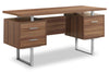 Teagan 60\" Reversible Office Desk with 3-Drawers - Light Walnut