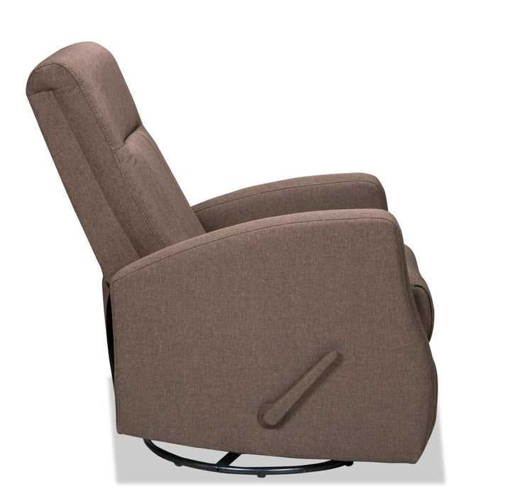 Nyla 30\" Linen-Look Fabric Swivel Rocker Reclining Chair - Brown