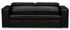 Drake 87\" Leather-Look Fabric Sleeper Sofa with Pull Out Sleeper, Flip-Up Headrests and Button Tufting - Black