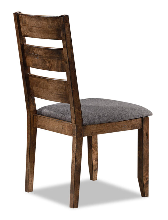 Plum Dining Chair with Polyester Fabric, Wood, Ladder-Back - Nutmeg Brown