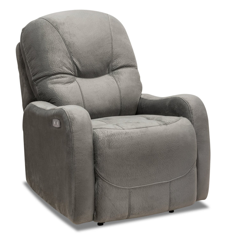 Canadian Made Everett 33.5" Grey Fabric Power Reclining Chair The Brick