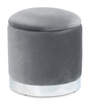 Phebe 16.5\" Storage Ottoman with Silver Trim Base - Grey