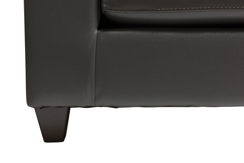 Made in Canada Addison 63\" Leather-Look Fabric Loveseat with Removable Seat Cushions and Tufting - Grey