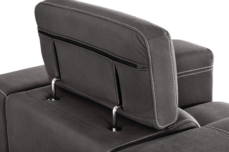 Drake 41.5\" Faux Suede Fabric Chair with Pull-Out Ottoman and Flip-Up Headrest - Cement Grey
