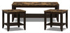 Roma 47.5\" Rustic 3-Pack Coffee + 2 End Tables with Shelf - Cappucino Marble Look