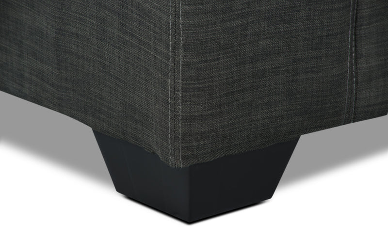 Made in Canada Nina 2-Piece Linen-Look Fabric Reversible Sectional with Accent Pillows - Grey