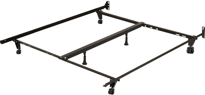 Deluxe Full/Queen/King Metal Bedframe with Castor Wheels - Black Bed Frame
