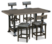 Ironworks 5pc Counter-Height Dining Set with Table & 4 Chairs, Metal, Trestle-Base, 72