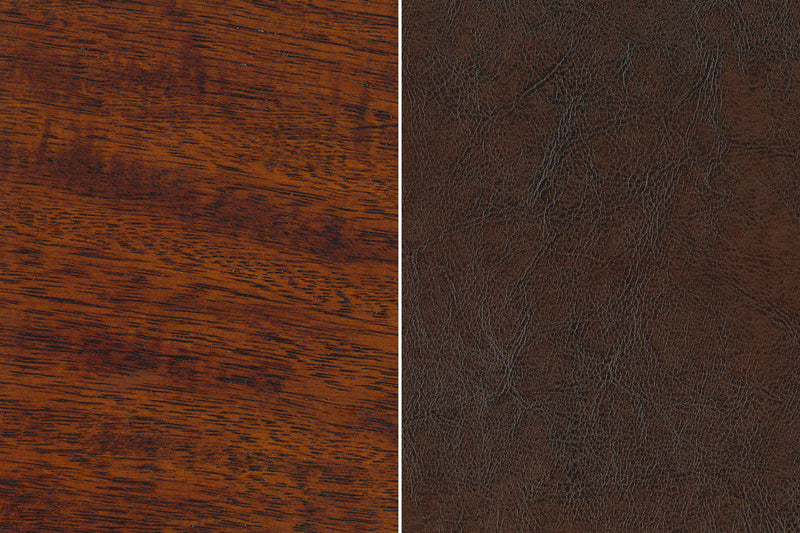 Aran Dining Chair with Vegan-Leather Fabric, Slat-Back - Brown