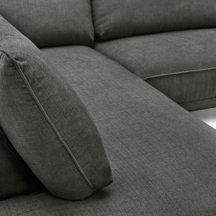 Cindy Crawford Home Gena 2-Piece Left-Facing Linen-Look Fabric Sectional with Wood Legs - Charcoal Grey