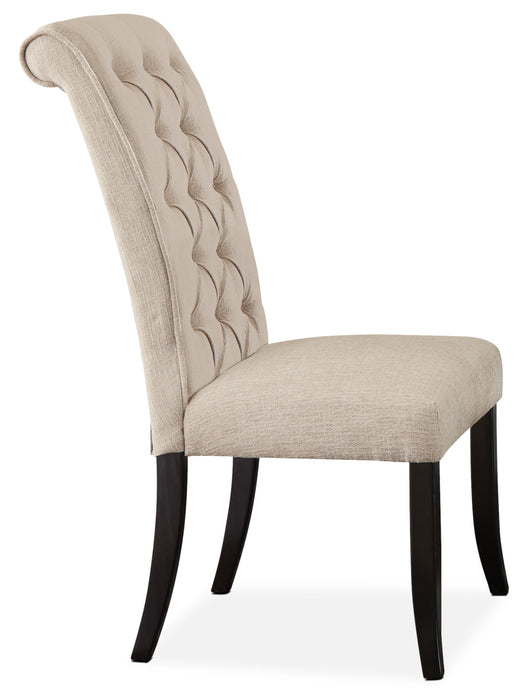 Tripton Dining Chair with Linen-Look Fabric, Button Tufted - Taupe