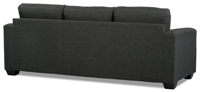 Made in Canada Nina 2-Piece Linen-Look Fabric Reversible Sectional with Accent Pillows - Grey