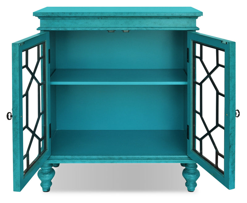 Teal blue on sale accent cabinet