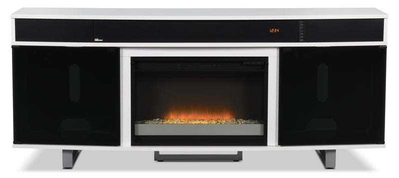 Odesos 72\" Modern Electric Fireplace TV Stand with Storage and Cable Management for TVs up to 80\"- White