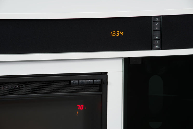 Odesos 72\" Modern Electric Fireplace TV Stand with Storage and Cable Management for TVs up to 80\"- White