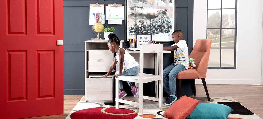 Multifunctional Home Office Ideas | idées pour bureaux multifonctionnels à la maison pour adultes et espaces de travail sécuritaires pour enfants