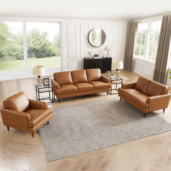 Hydeline Cassia Leather Loveseat - Brown