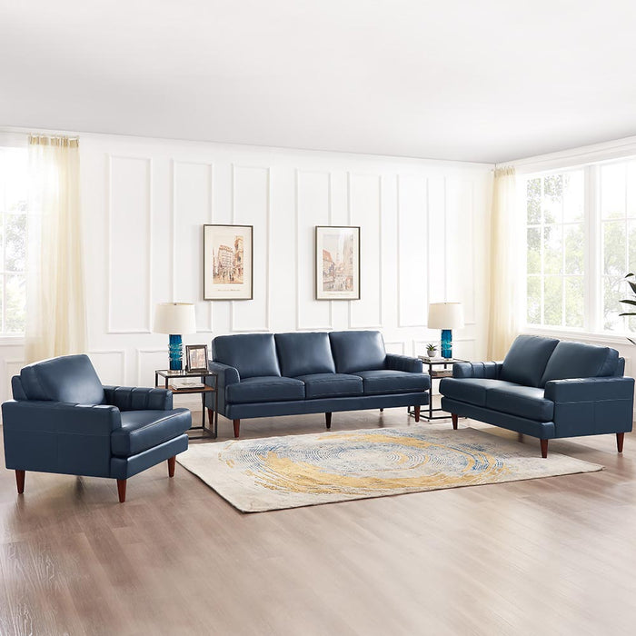 Hydeline Cassis Leather Sofa - Navy