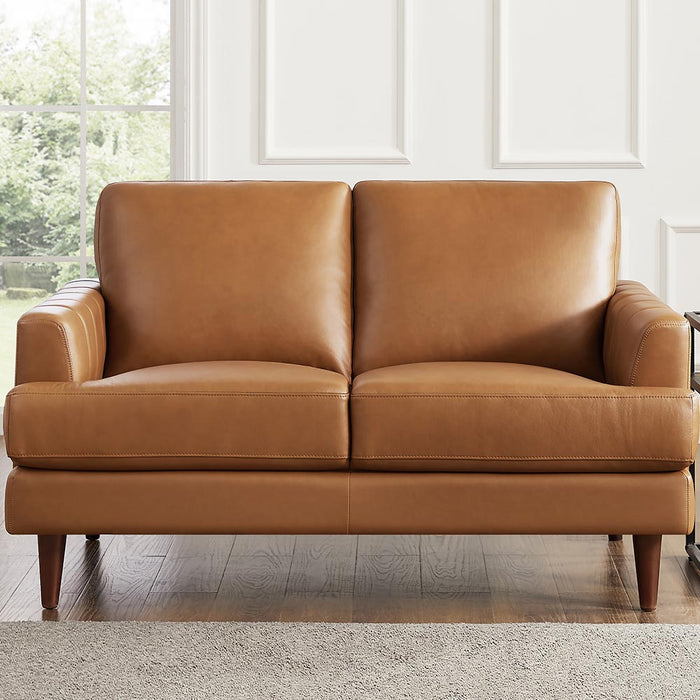Hydeline Cassia Leather Loveseat - Brown