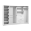 Bestar Florence 121\" Modular Walk-In Closet System with Rods, Shelves and Drawers Shaker Style - White