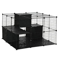 Pawhut Small Animal Cage Rabbit Cage With Door, Guinea Pig Playpen, Small Animal Fence For Bunny, Ch