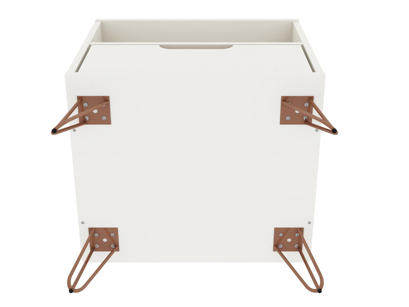 Manhattan Comfort Rockefeller Mid-Century Modern Nightstand with Drawer - White
