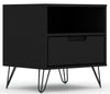 Manhattan Comfort Rockefeller Mid-Century Modern Nightstand with Drawer - Black