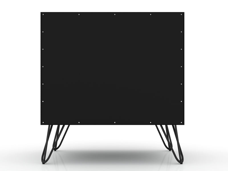 Manhattan Comfort Rockefeller Mid-Century Modern Nightstand with Drawer - Black