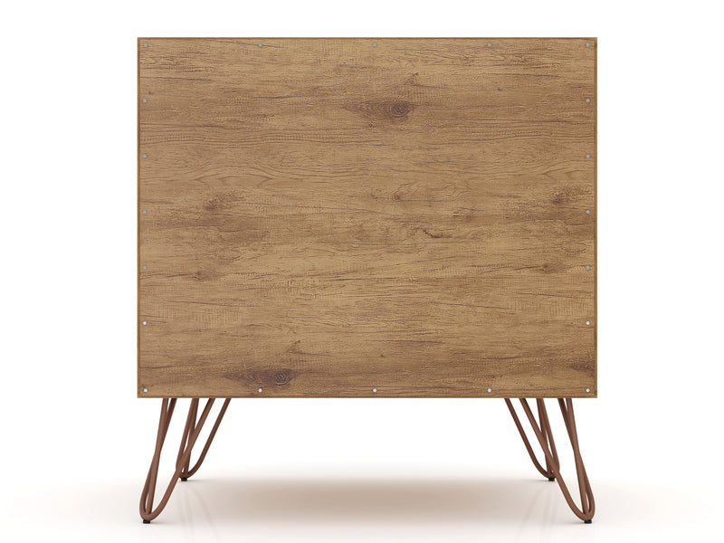 Manhattan Comfort Rockefeller Mid-Century Modern Nightstand with Drawer - Natural & Textured Grey