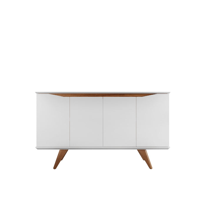 Manhattan Comfort Tudor 53.15” Sideboard with 4 Shelves - White & Maple Cream