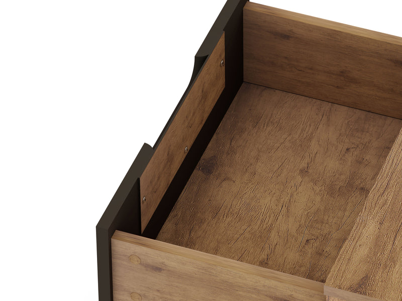 Manhattan Comfort Rockefeller Mid-Century Modern Nightstand with 2 Drawers - Textured Grey