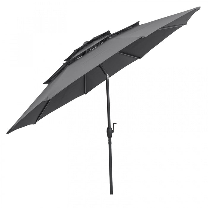 Costway 10 ft 3-tier Vented Patio Umbrella Large Market Table Umbrella Outdoor Sun Shade Gray