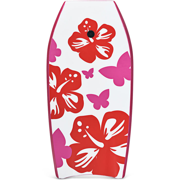 Goplus 37'' Super Lightweight Bodyboard Surfing W/leash Eps Core Boarding Ixpe Pink