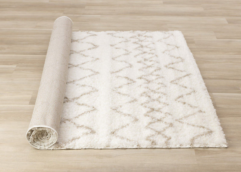 Taylor Cream Brown Lattice Shag Rug, 7'10\" x 10'6\" Indoor Area Rug