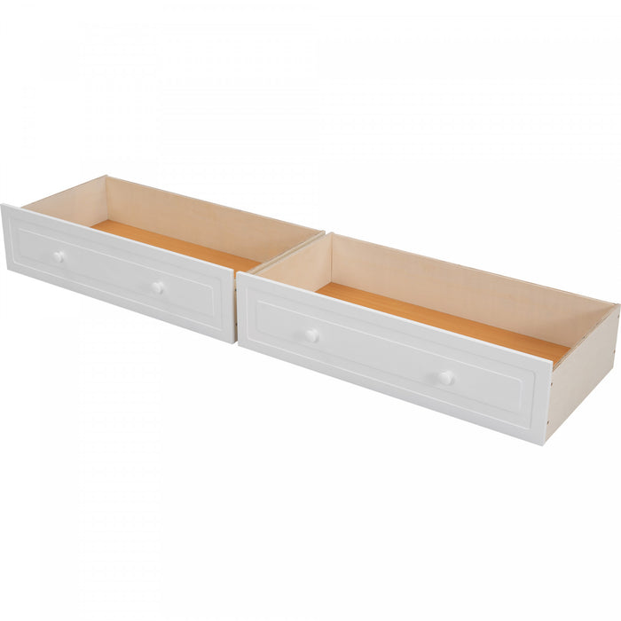 Brady Solid Wood Convertible Full Bunk Bed With Drawers, White