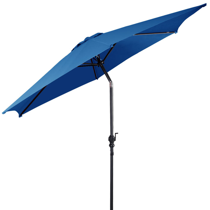 Costway 9FT Patio Umbrella Patio Market Steel Tilt W/ Crank Outdoor Yard Garden Blue