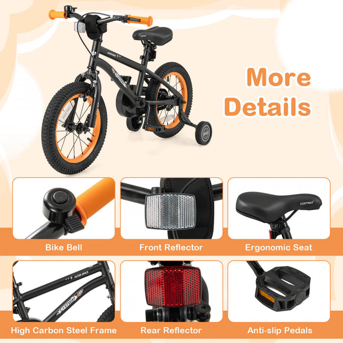 Costway 14-inch Kid's Bike For 3-5 Years Old With Adjustable Saddle & Anti-slip Handlebar Black