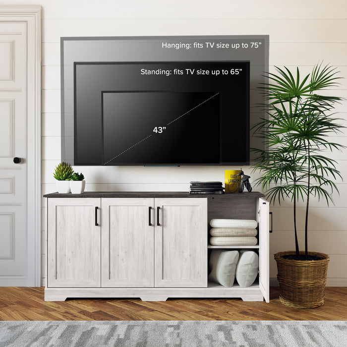 Prepac Rustic Ridge 4-Door Console Buffet - Washed White