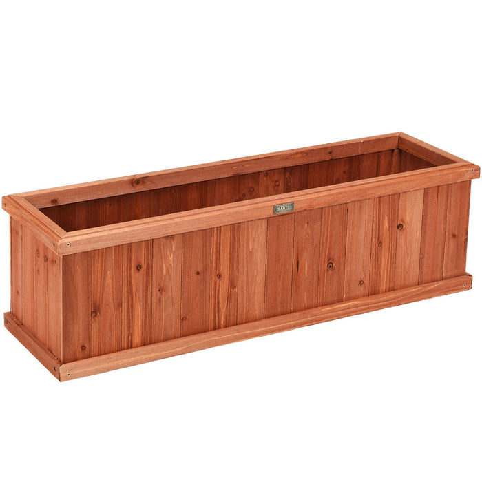 Costway 40 Inch Wooden Flower Planter Box Garden Yard Decorative Window Box Rectangular