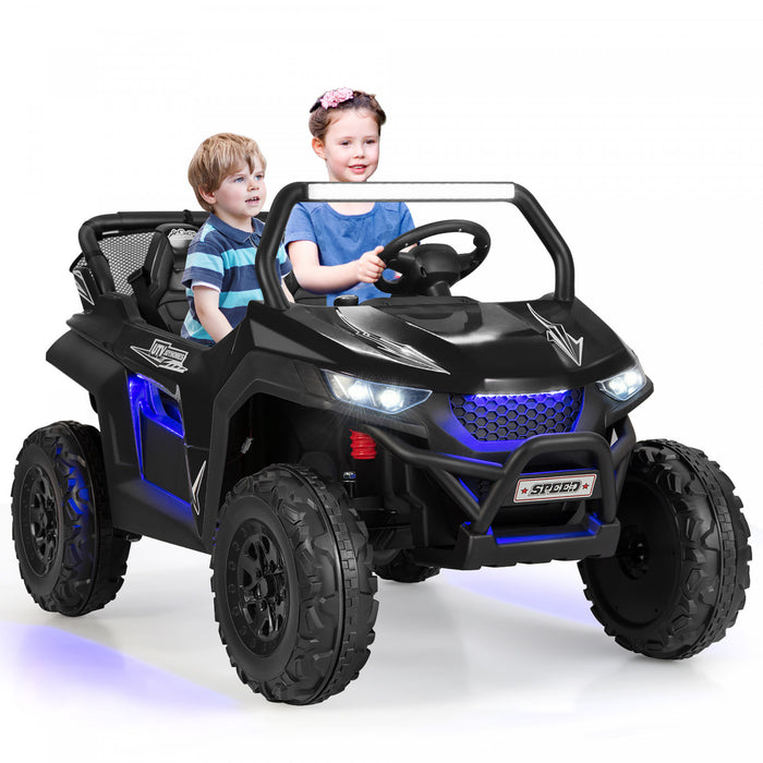 Costway 12v 2-seater Kids Ride On Utv Rc Electric Vehicle Suspension With Lights & Music