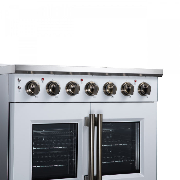 Forno Massimo 36 Inch French Door Electric range, 5 radiant burners, 5.36 cu.ft., White - FFSEL6955-36WHT Electric Range
