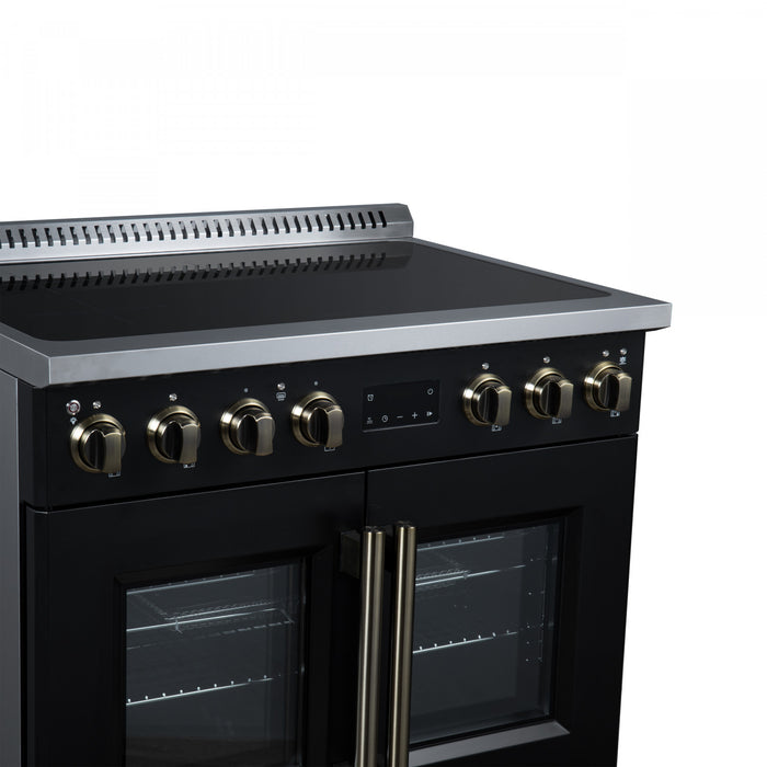 Forno Torino French Door 36 Inch Black Induction Range, 5.36 cu.ft. - FFSIN0950-36BLK Electric Range