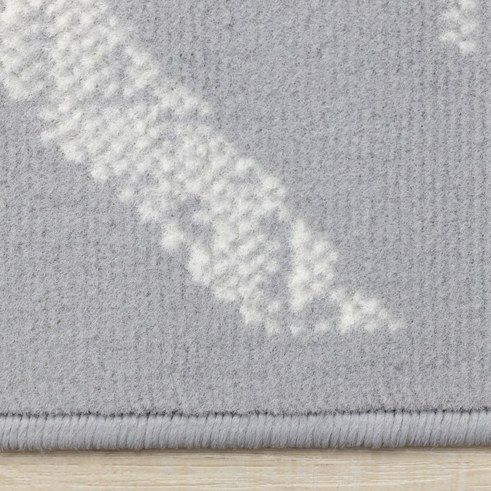 Forte Grey White Modern Striped Area Rug - 7'9\" x 10'6\"