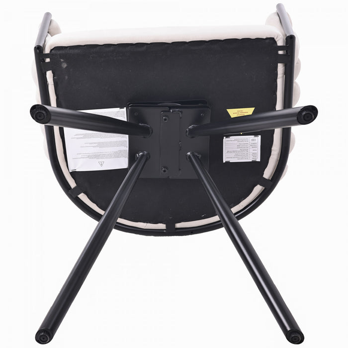 Amelia Velvet Swivel Dining Chairs with Tufted Upholstered and Metal Legs Set of 2, Beige