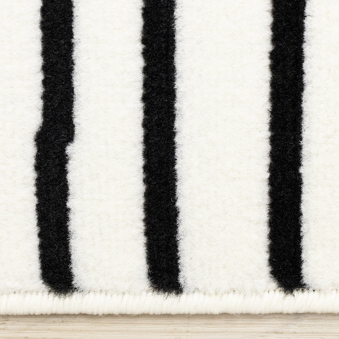 Forte Black White Stripes Area Rug - 6'7\" x 9'6\"
