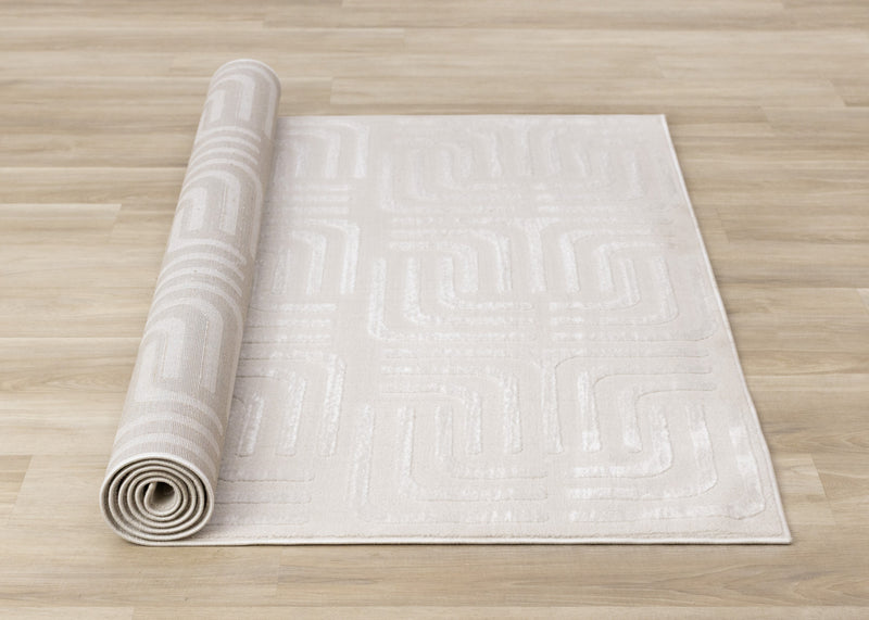 Leonardo Cream Beige Oriental Trellis Pattern Rug, 5'3\" x 7'7\" Indoor Area Rug