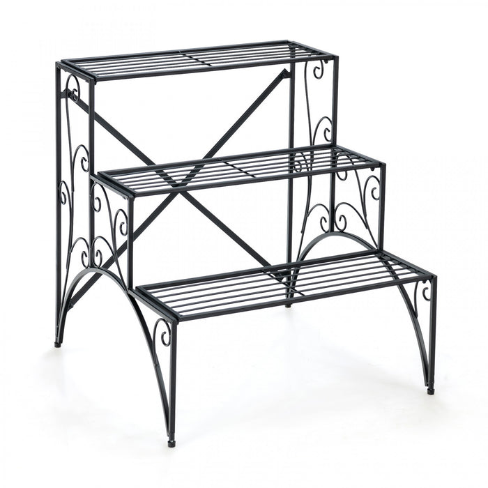 Costway 3 Tier Stair Style Metal Plant Stand Garden Shelf Flower Pot Display Rack