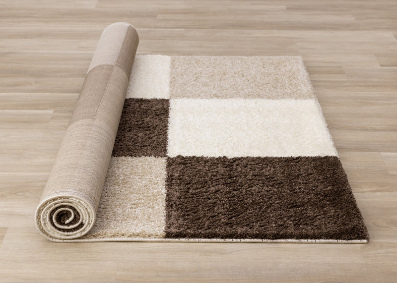 Fairmont Brown Beige White Checkered Rug, 5'3\" x 7'7\" Indoor Area Rug