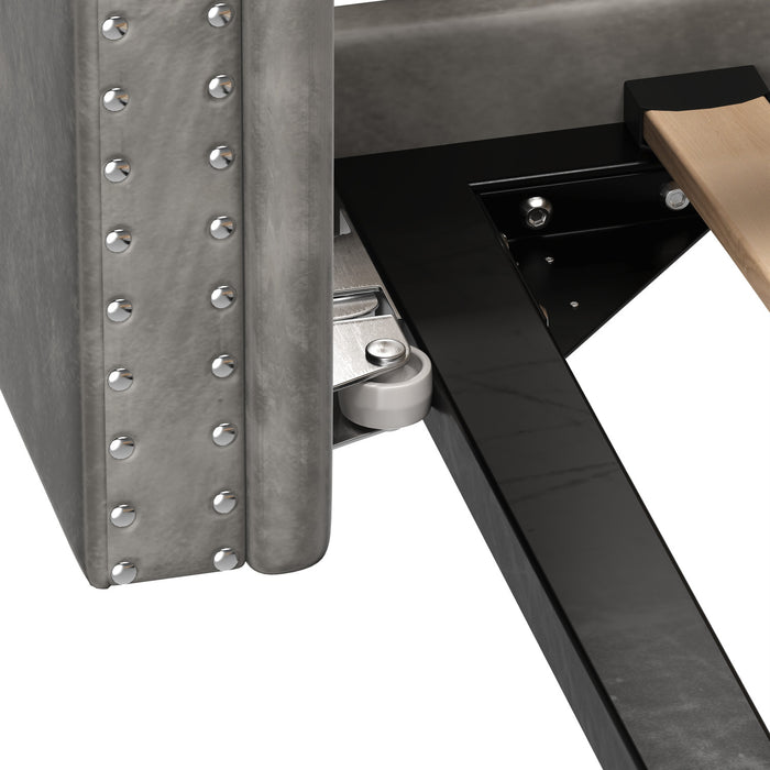 Sophia Tufted Design Upholstered Daybed with Trundle and Comfortable Backrest,Grey